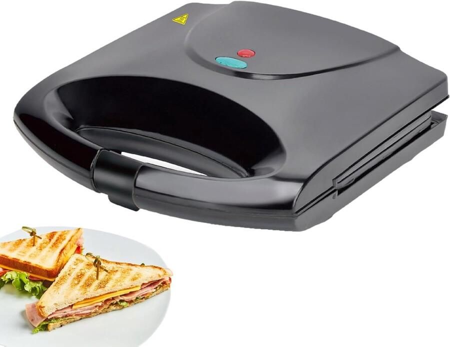 Elektrische Sandwichmaker Tosti Apparaat Panini Snelle Maaltijden Maken Dubbelzijdig Verwarmen 4 Sandwiches Zwart