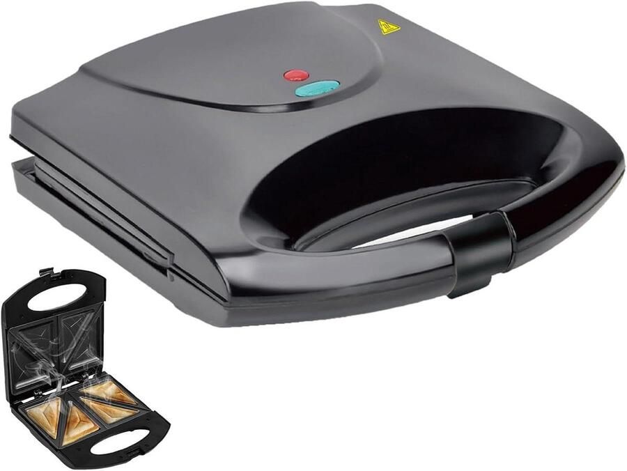Elektrische Sandwichmaker Tosti Apparaat Snelle Maaltijden Dubbelzijdig Verwarmen 24 cm Breed Zwart