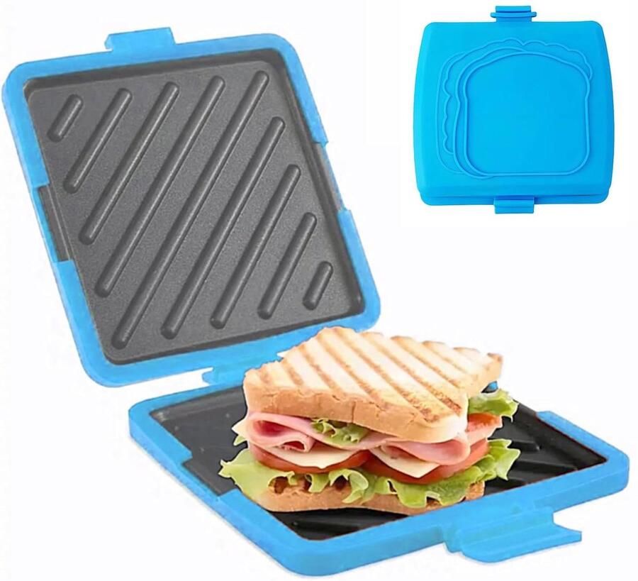 Elektrische sandwichpers Tosti maker Snelle maaltijden Magnetron te gebruiken 17 cm breed Blauw