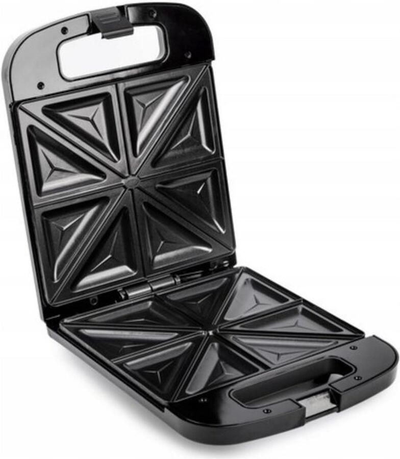 Elektrische Sandwichtoaster Tosti-ijzer Snelle Maaltijden XXL Capaciteit 4 Sandwiches Zwart