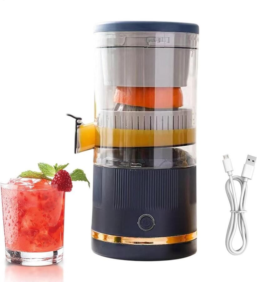 Elektrische Sapcentrifuge Citruspers Fruitpers Snel Vers Sap Automatische Scheiding 23.7x11.5x23.7cm Blauw