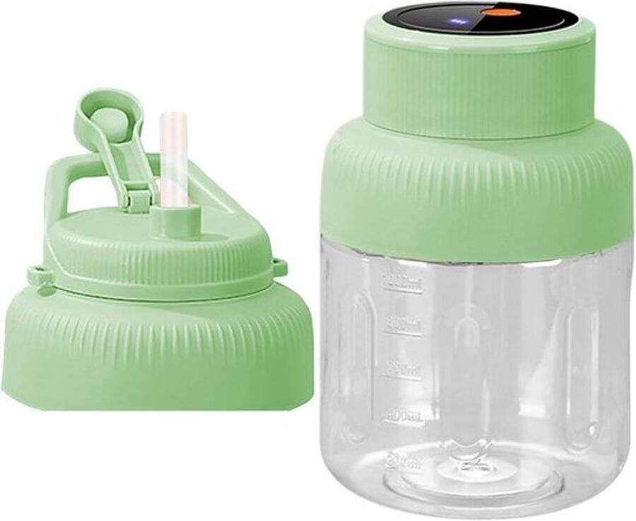 Elektrische Sapcentrifuge Fruitsap Maker Verse Sappen Maken Draadloos Draagbaar Design 1 3 Liter Groen