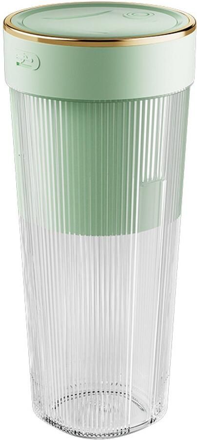 Elektrische sapcentrifuge met zes messen voor thuis en sport draagbare smoothie- en fruitblender 300 ml 50W mini-sapfles 1200 mAh blenderbeker USB oplaadbaar 19 x 8 x 5 cm 1 stuk groen
