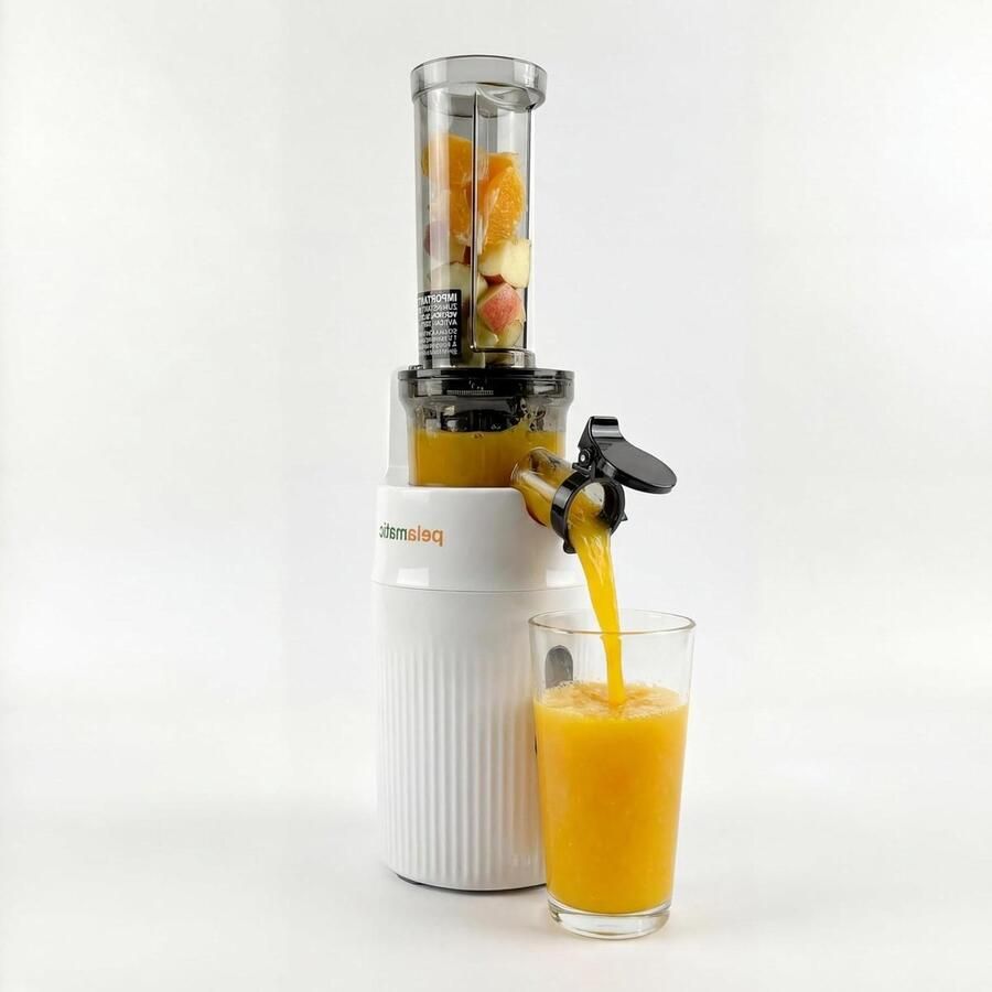 Compacte Elektrische Sapcentrifuge Slowjuicer Sapmachine Gezond Sap Maken Koudgeperst Maximale Extractie 100 Watt Wit