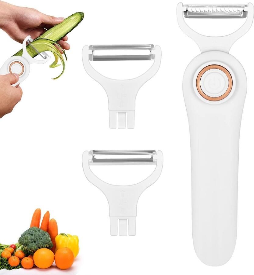 Elektrische Schilmachine Groente Fruit Schillen Snel Keukenwerk Oplaadbaar Draadloos 20cm Lengte Wit
