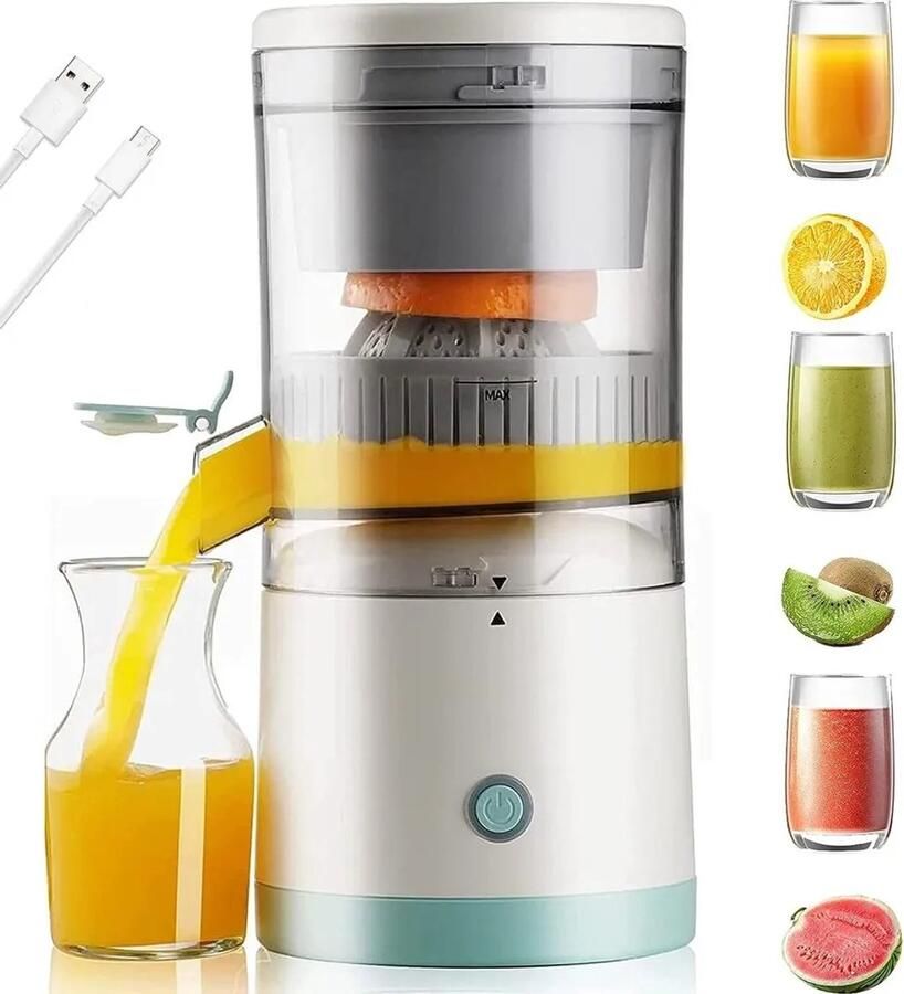 Elektrische sinaasappelpers draagbare USB-oplaadbare sapcentrifuge elektrische sinaasappelsapbeker slowjuicer