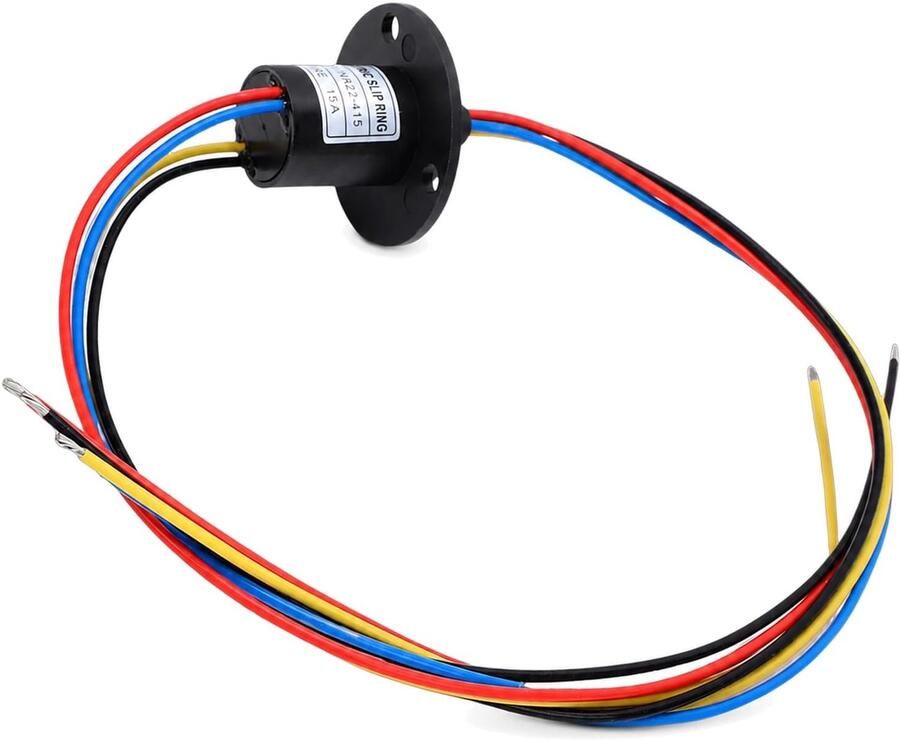 Elektrische Sleepring 4 Draden 15A 250 RPM 22 Mm Diameter met Kaptype Roterende Connector voor Elektrische Testapparatuur