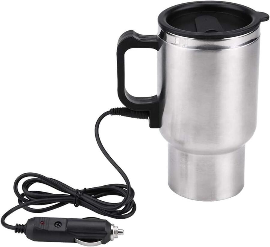 Elektrische Slimme Verwarmde Koffiekop Reismokken Drinken Waterkoker Fles Snel Kokend Water Verwarming (zwart en Zilver)