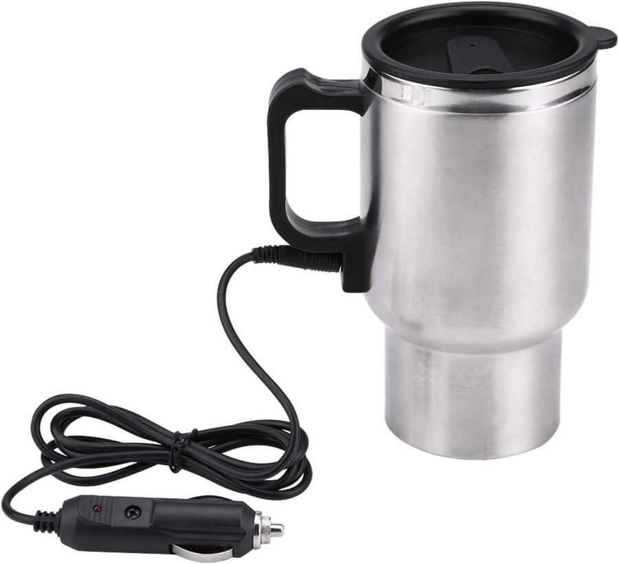 Elektrische Slimme Verwarmde Koffiekop Reismokken Drinken Waterkoker Fles Snel Kokend Water Verwarming (zwart en Zilver)