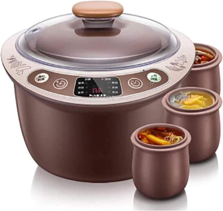 Elektrische Slowcooker Grote pan Maaltijden Bereiden Verwijderbare Binnenpotten 2.5 Liter Bruin