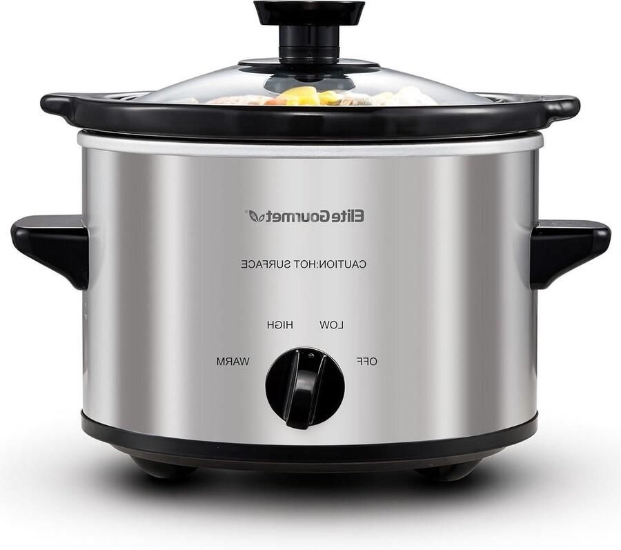 Elektrische Slowcooker Kookpan Stoofpan Maaltijden Bereiden Verstelbare Temperatuur 1.5 Liter Zilver