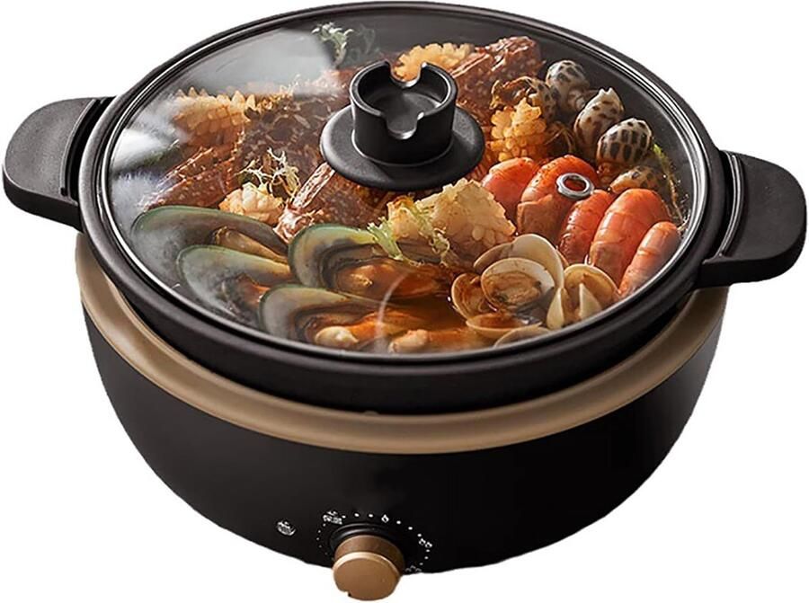 Elektrische Slowcooker Multicooker Stoofpot Gerechten Bereiden Split Ontwerp 3 Liter Zwart