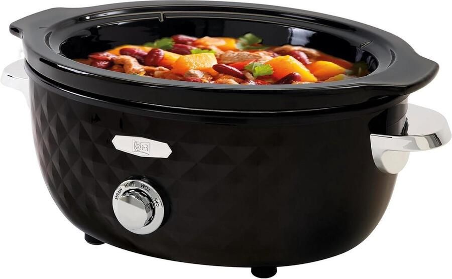 Elektrische Slowcooker Simmerpot Crock Pot Langzaam Garen Keramische Pot 3.3 Liter Zwart