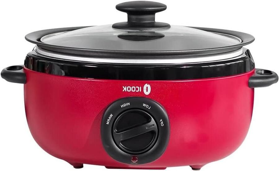 Elektrische Slowcooker Stoofpan Langzaam Koken Afneembare Pan 35 Liter Rood