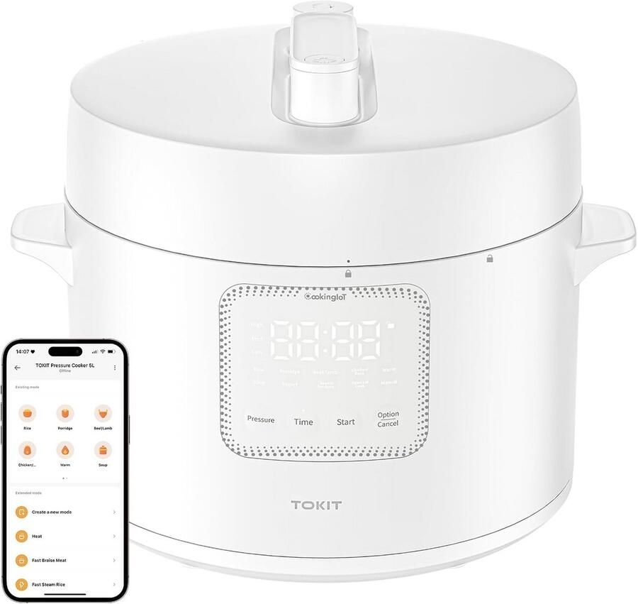 Elektrische Snelkookpan 5 Liter Multicooker met 14 Programma's en Rijstkokerfunctie