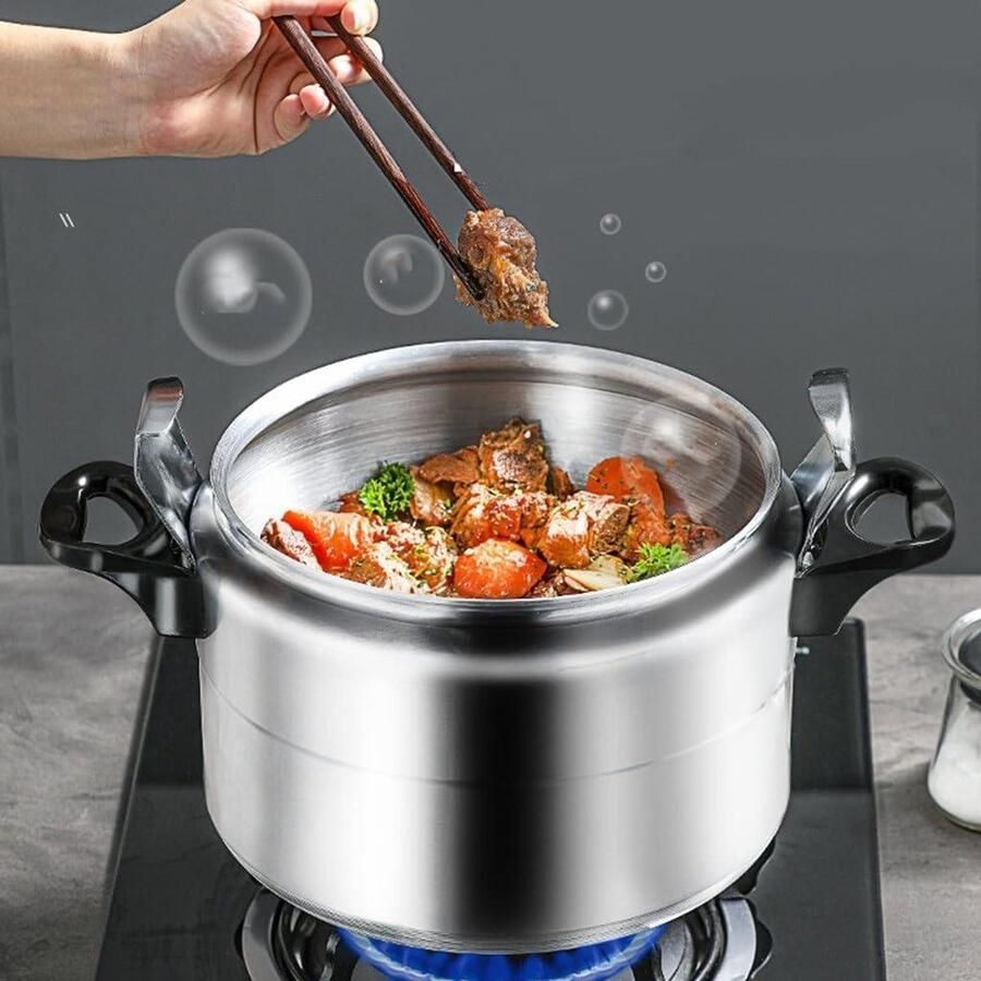 Elektrische Snelkookpan Grote Pan Snel Koken Behoud Voedingsstoffen 24cm Diameter Zilverkleurig