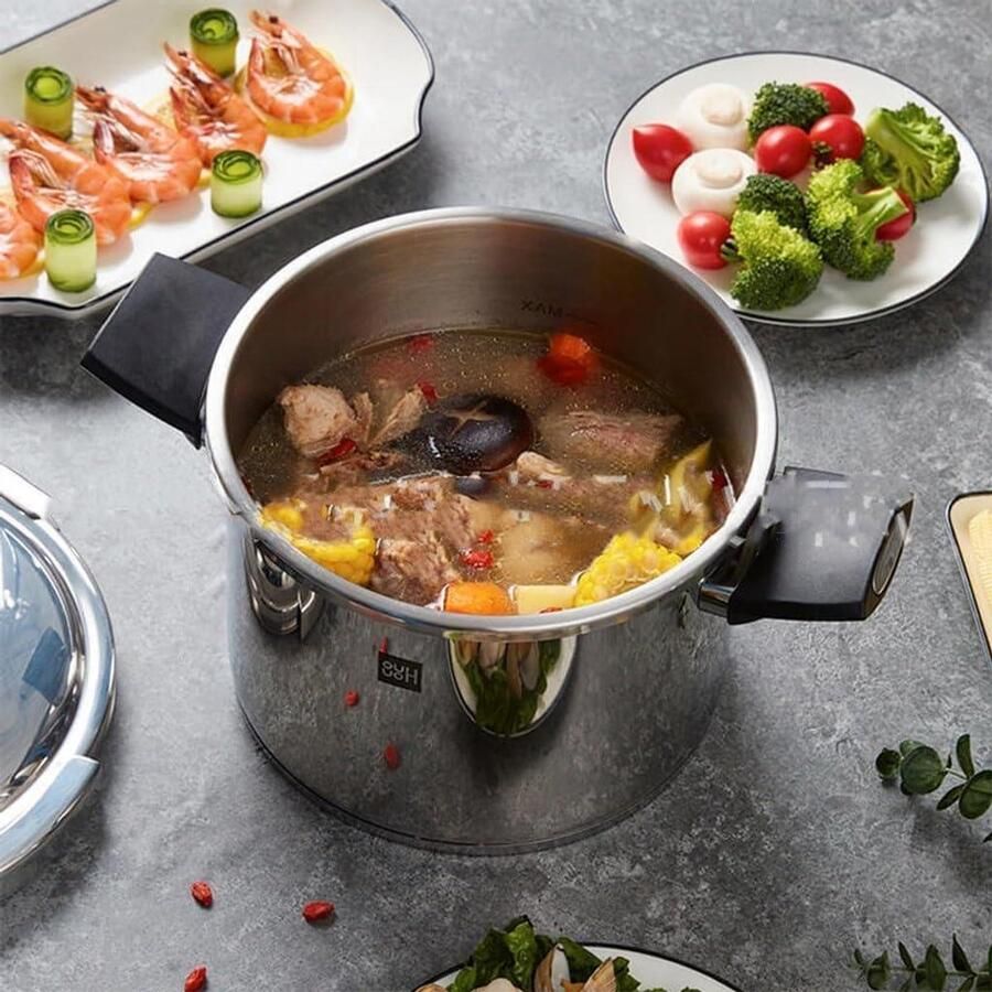 Elektrische Snelkookpan Hoge Drukpan Snel Koken Bespaart Kooktijd 24 cm Diameter Zilverkleurig