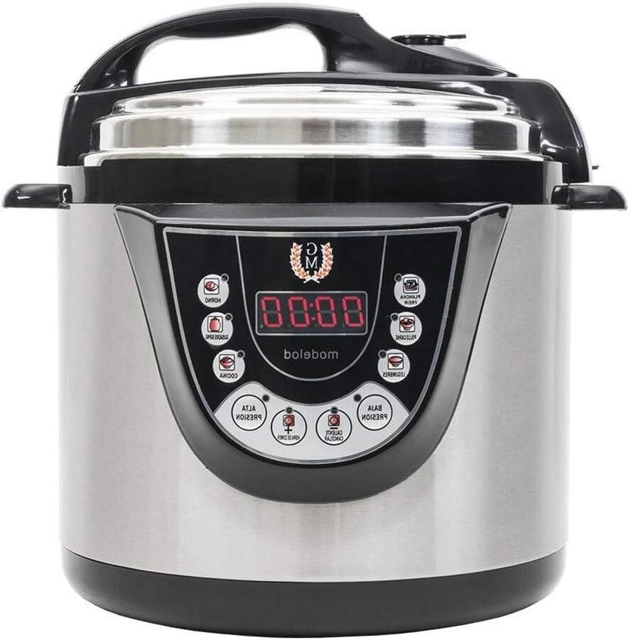 Elektrische Snelkookpan Multicooker Frituur Snel Koken 24 Uur Programmeerbaar 6 Liter Staal Zwart