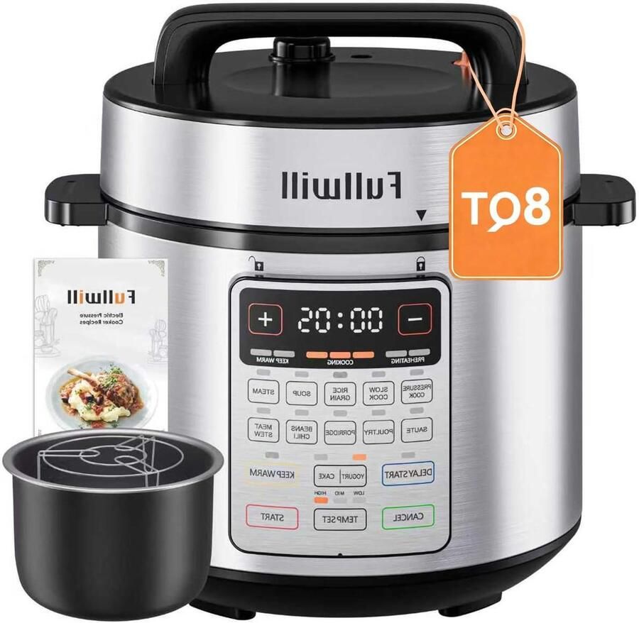 Elektrische Snelkookpan Multicooker Hogedrukpan Snel Maaltijden Bereiden 12-in-1 Multifunctioneel 8 Kwarts Verzilverd