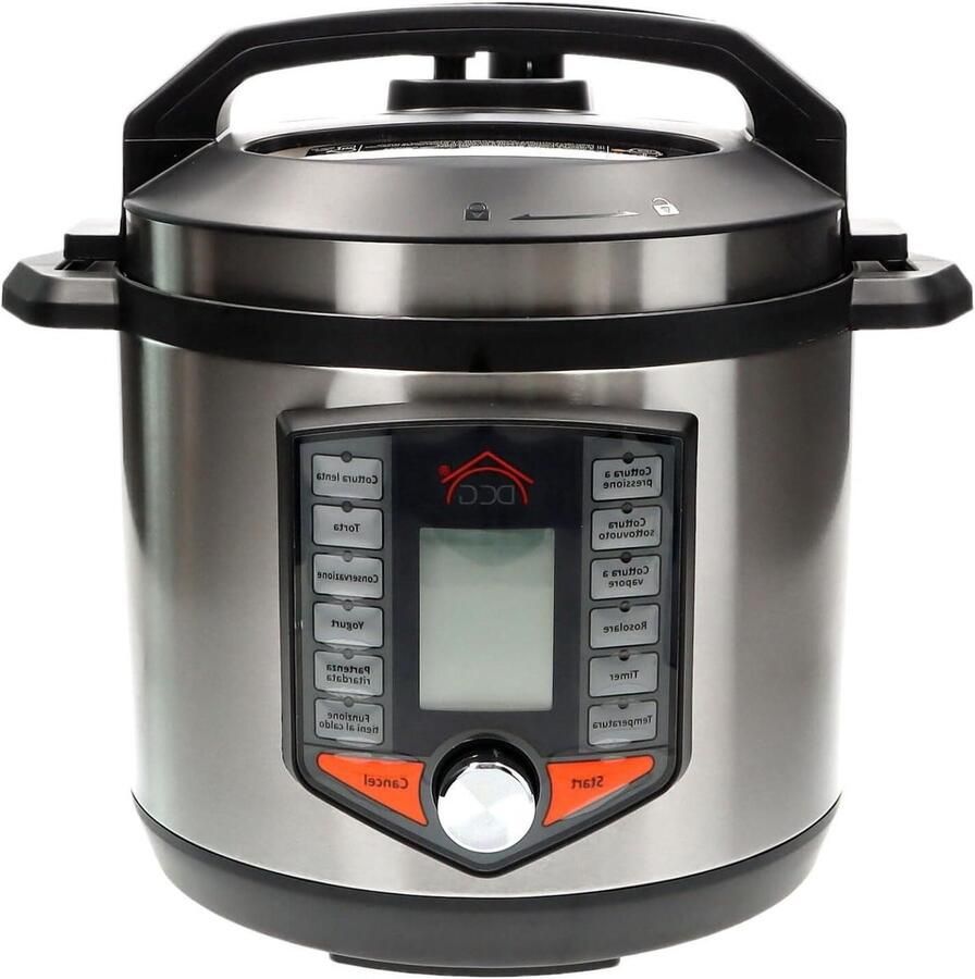 Elektrische Snelkookpan Multicooker Rijstkoker Snel Koken 12 Programma's 6 Liter Zilver