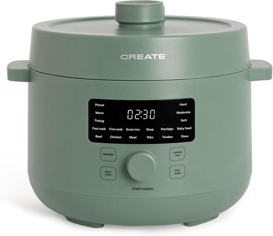 Elektrische Snelkookpan Multicooker Snel Koken 15 Voorgeprogrammeerde Functies 4 Liter Saliegroen
