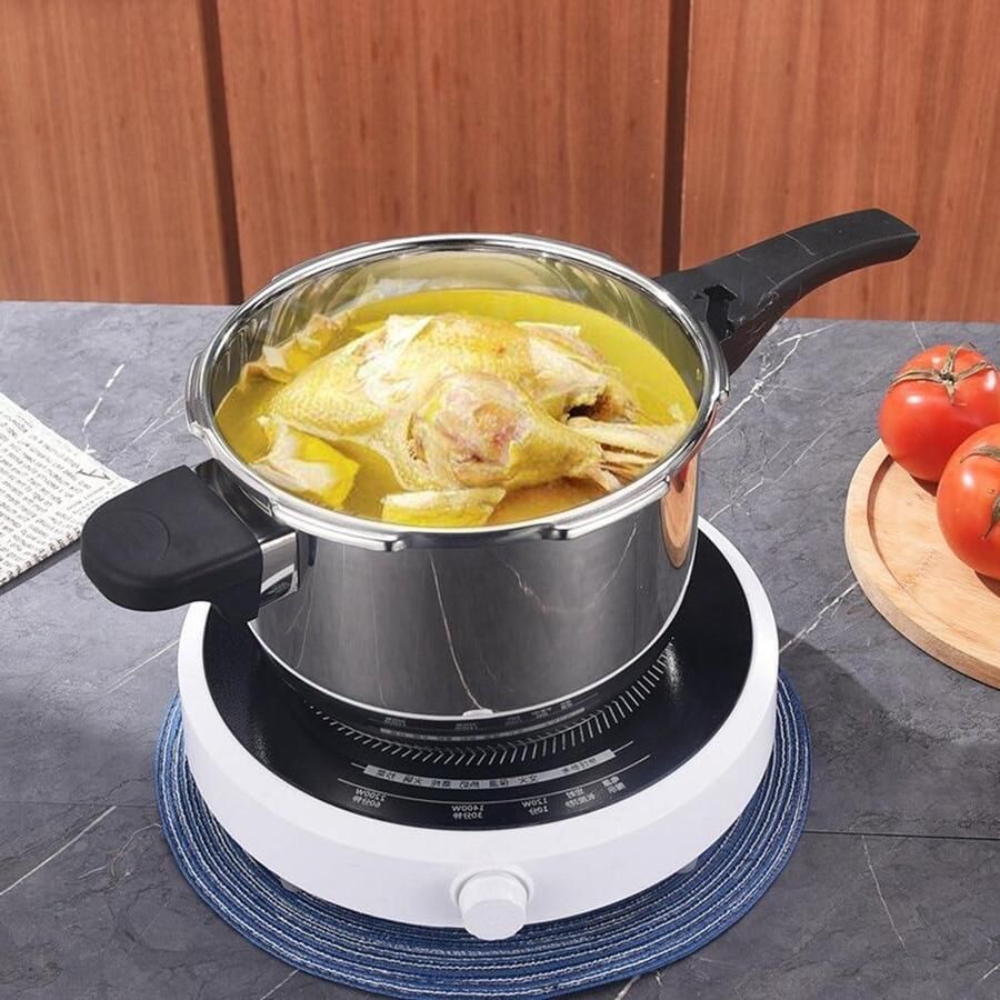 Elektrische Snelkookpan Stoofpot Snel Maaltijden Bereiden Bespaart Kooktijd 70% 24 cm Diameter Zilver