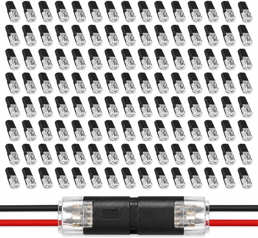 Elektrische snelverbinders 2-polig H-klem krimpen voor kabels 18-22 AWG 12 V herbruikbaar