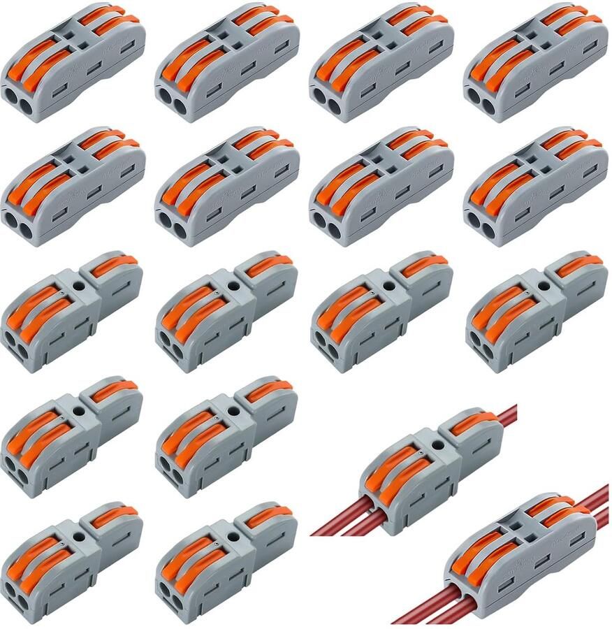 Elektrische snelverbinders elektrische klemmen 1 draad 2 ingangen elektrische klemblokken vuurvaste PA PC compact met hendel [0 2-4 mm²] voor vrij combineerbare kabels