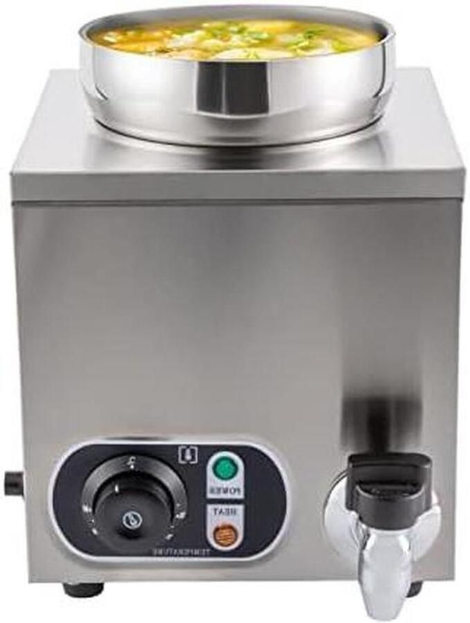 Elektrische Soepketel Soepmaker Bain Marie Buffet Warm Houden Instelbare Temperatuur 7 Liter Zilver