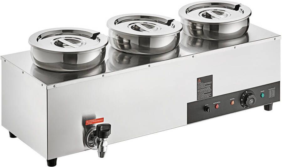 Elektrische Soepwarmer 3 x 6 55 QT 1200 W Instelbare Temperatuur Droogbrandbeveiliging