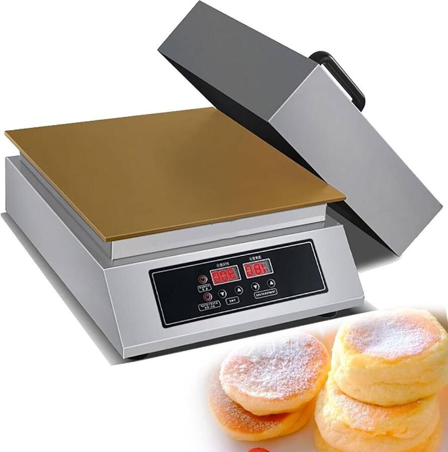 Elektrische Soufflé Maker Pannenkoekenmaker Dorayaki Desserts Maken Koperen Verwarmingsplaat 45 x 70 x 15 cm Zilver