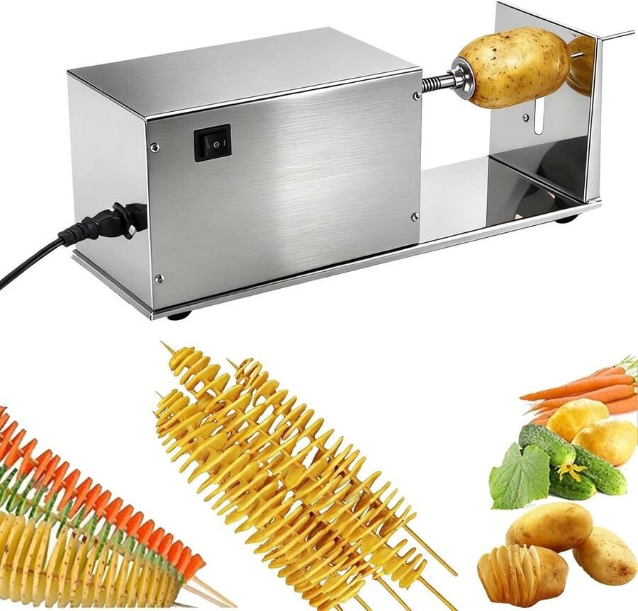 Elektrische Spiraalsnijder Roestvrij Staal Automatische Aardappelspiraalsnijder Voor Aardappelen Fruit en Groenten