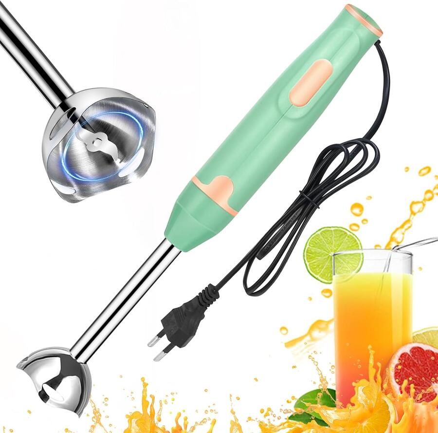 Elektrische staafmixer 400 W pureerstaaf snelheden roerstaaf roestvrij staal voor babyvoeding soep smoothies puree saus handblender groen en geel