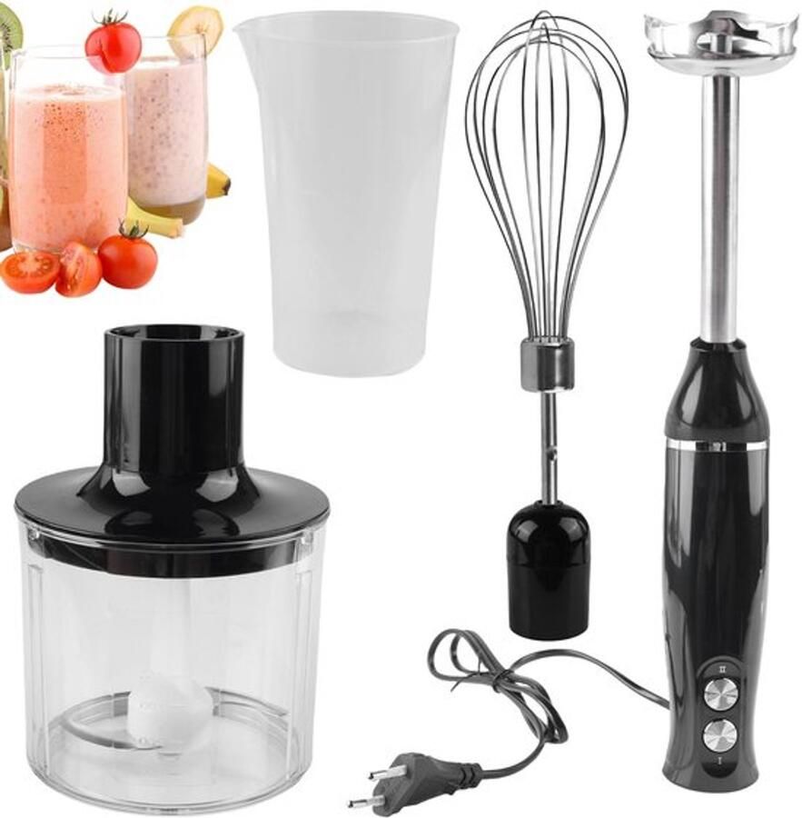 Elektrische staafmixer set 500 W pureerstaaf met turbofunctie en snelheidsregeling elektrische multifunctionele handblender voor babyvoeding puree saus smoothies