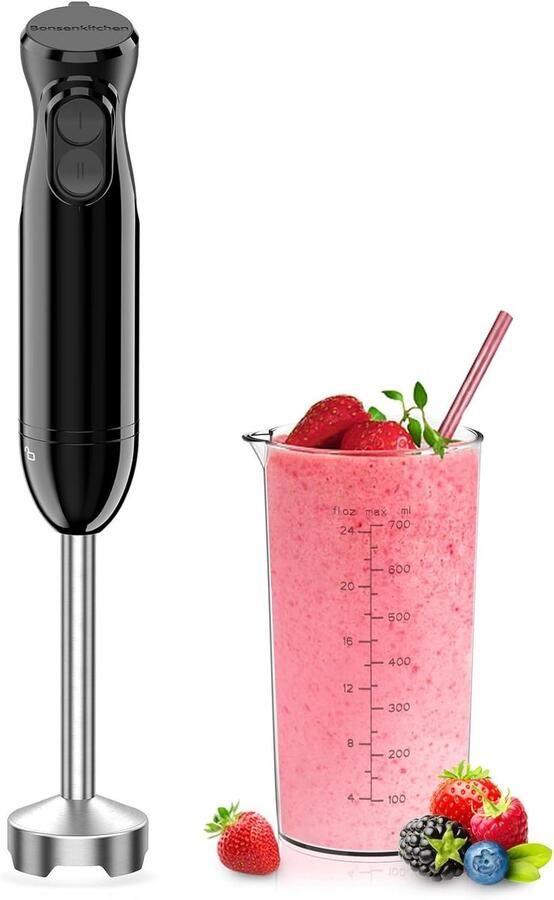 Elektrische Staafmixer Zwart 2-in-1 met Maatbeker 1000 W Vermogen Voor Koken en Mixen