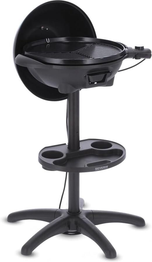 Elektrische Staande Grill Balkon Grill Buiten Koken Met Ingebouwde Thermometer 41 cm Grilloppervlak Mat Zwart