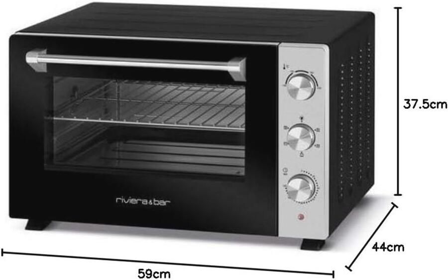 Elektrische staande oven 46 l met 1800 W vermogen en 5 kookmodi