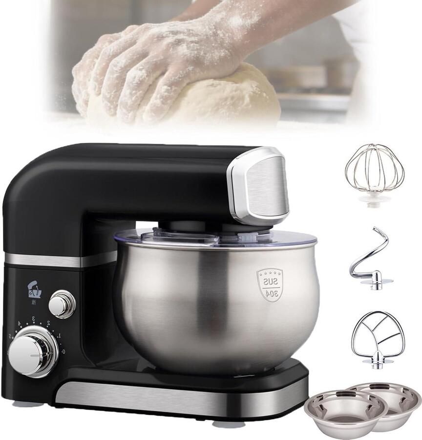 Elektrische Stand Mixer Keukenmachine Mengkraan Thuis Bakken Krachtige 600W Motor 3.5 Liter Kom Zilver