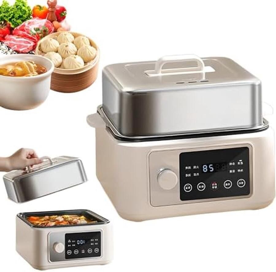Elektrische Steamer Stoomoven Multifunctioneel Gezond Koken Roestvrij Staal 8-16L Zilver
