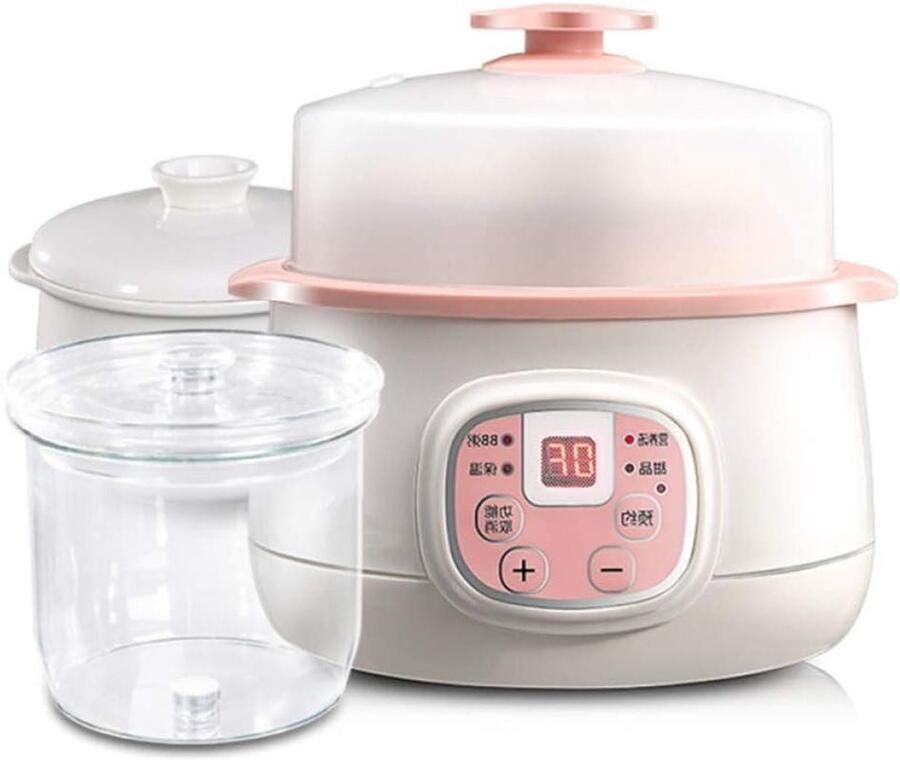 Elektrische Stoofpan Kookpot Slowcooker Langzaam Garen 24-Uurs Timer 08 Liter Wit