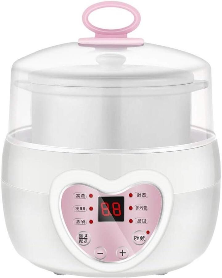 Elektrische Stoofpan Kookpan Slowcooker Langzaam Koken Keramische Coating 0.8 Liter Zandpaars