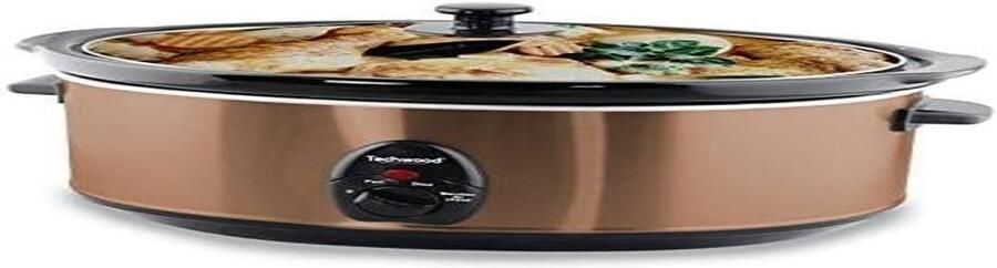 Elektrische Stoofpan Slowcooker Langzaam Koken Roestvrijstalen Wand 45 Liter Brons