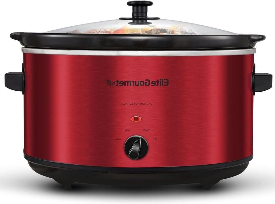 Elektrische Stoofpan Slowcooker XL Grote Maaltijden Bereiden Verstelbare Temperatuur 8.5 Liter Rood