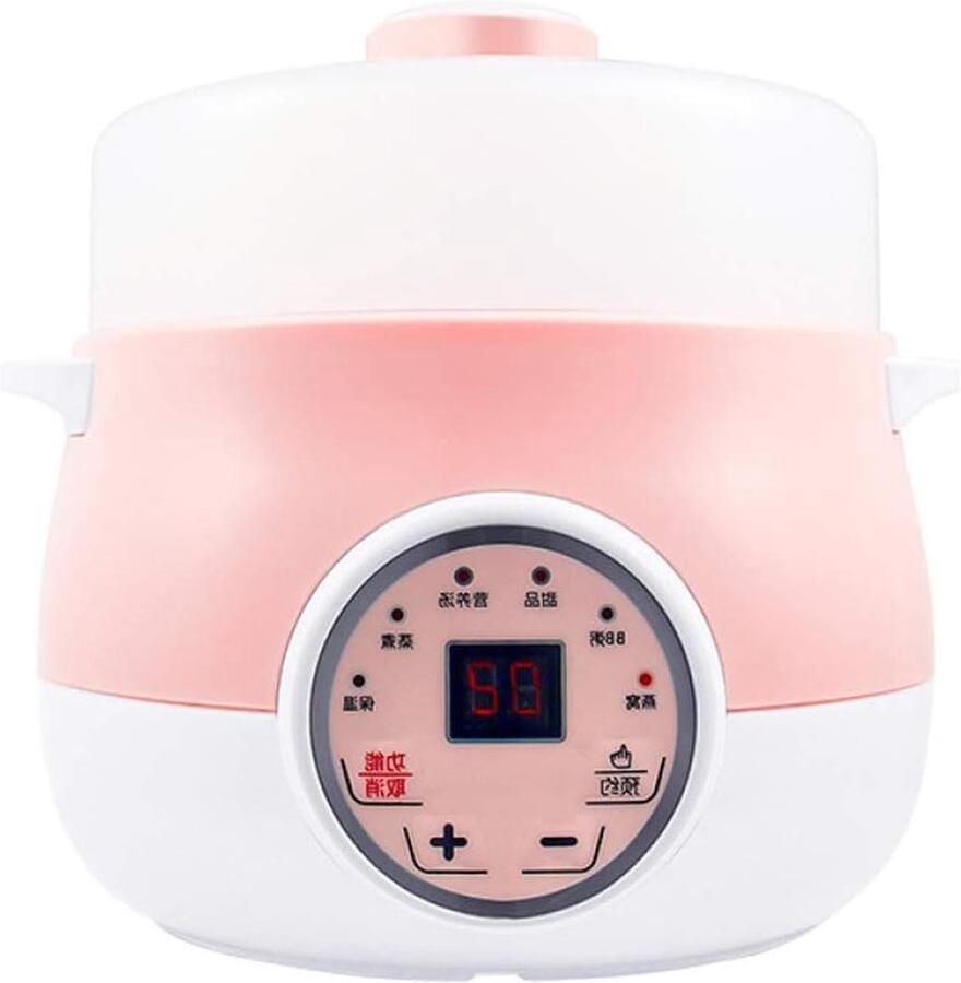 Elektrische Stoofpot Kookpan Slowcooker Maaltijden Bereiden Keramische Antiaanbaklaag 1 Liter Roze