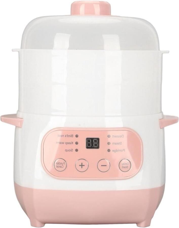 Elektrische Stoofpot Mini Slowcooker Thuis Koken Intelligente Reserveringsfunctie 1 Liter Wit