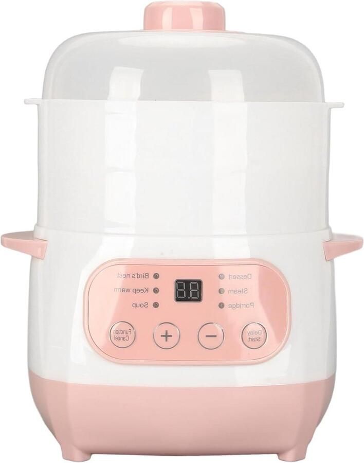 Elektrische Stoofpot Rijstkoker Stoofpan Maaltijden Bereiden Keramische Binnenpan 1 Liter Wit