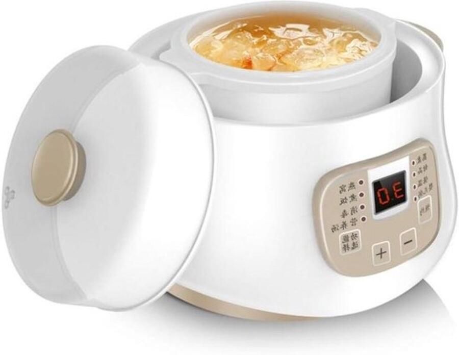 Elektrische stoofpot Slowcooker en multicooker Gezonde maaltijden bereiden Keramische voering 0.8 l Wit