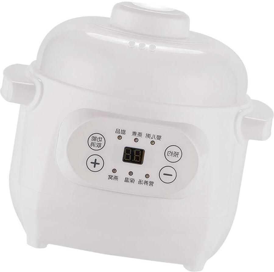 Elektrische Stoofpot Slowcooker Keramiek Gezond Koken Watergeïsoleerde Stooftechniek 1 Liter Wit