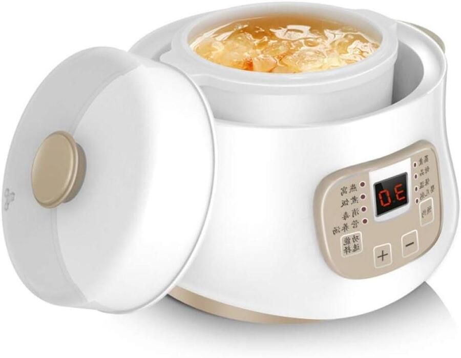 Elektrische Stoofpot Slowcooker Multicooker Gezonde Maaltijden Bereiden Keramische Voering 0.8L Wit