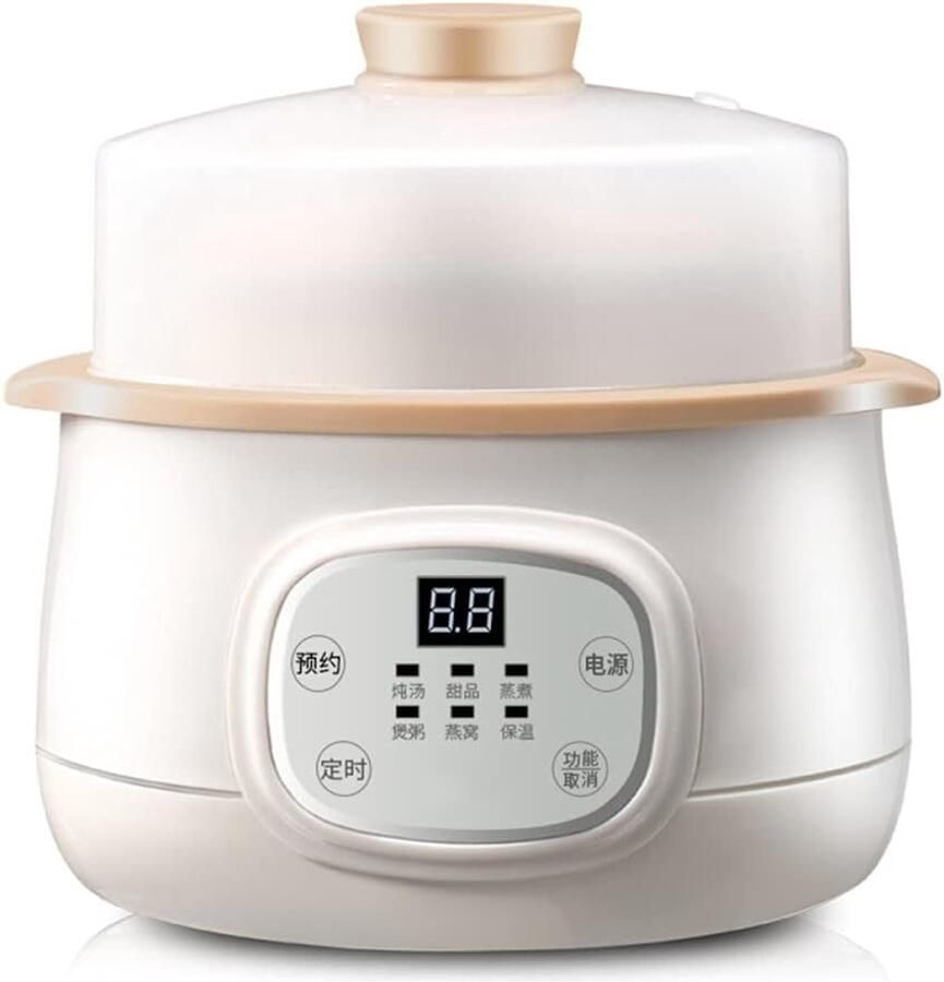 Elektrische Stoofpot Slowcooker Pan Langzaam Koken Keramische Binnenpan 1.5 Liter Roze